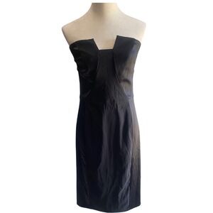 Betsy & Adam Womens Black Strapless Notched Neckline Cocktail Midi Dress Size 10